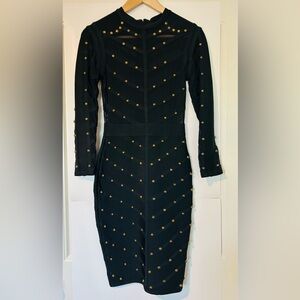 Elegant Black Dress with Gold Accents